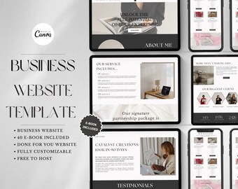 Minimal Canva Website Template, Beige Aesthetic Business Website for Entrepreneurs, Coaches, Course Creators, VAs, One Page Website