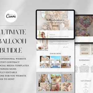 The ULTIMATE Balloon Business Bundle, Balloon artist contract template, Website Menu for small business, Balloon Decor Social Media Posts