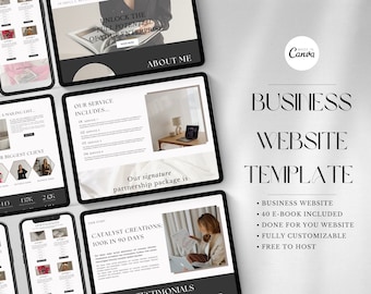Minimal Canva Website Template, Beige Aesthetic Business Website for Entrepreneurs, Coaches, Course Creators, VAs, One Page Website