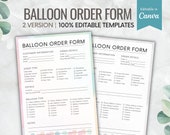 BALLOON ORDER FORM, Balloon Business Templates, Balloon Artist Contract Template, Balloon Garland Price Sheet, Balloon Business Card
