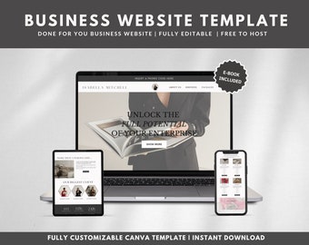 Minimal Canva Website Template, Beige Aesthetic Business Website for Entrepreneurs, Coaches, Course Creators, VAs, One Page Website