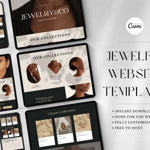 Jewelry website design template, Canva website design, canva website builder, free permanent jewelry website builder, permanent jewelry kit