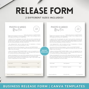 Photo and Video Release Form, Photography Consent Form, Skincare Forms, Esthetician Forms, Lash Technician Forms, Canva Printable Template