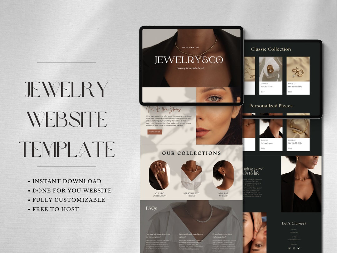 Jewelry Website Design Template, Canva Website Design, Canva Website ...