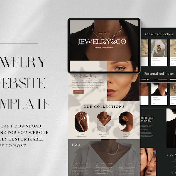 Jewelry website design template, Canva website design, canva website builder, free permanent jewelry website builder, permanent jewelry kit