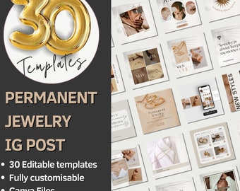 Editable Permanent Jewelry Instagram Posts Templates, Permanent Jewelry Social Media Templates, Permanent Jewelry Business Supplies