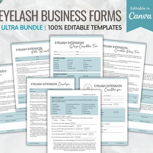 Eyelash Extension Forms, Editable Lash Consent Forms, Lash Tech Consultation, Lash Forms, Esthetician Forms, Eyelash Waiver, Canva Templates