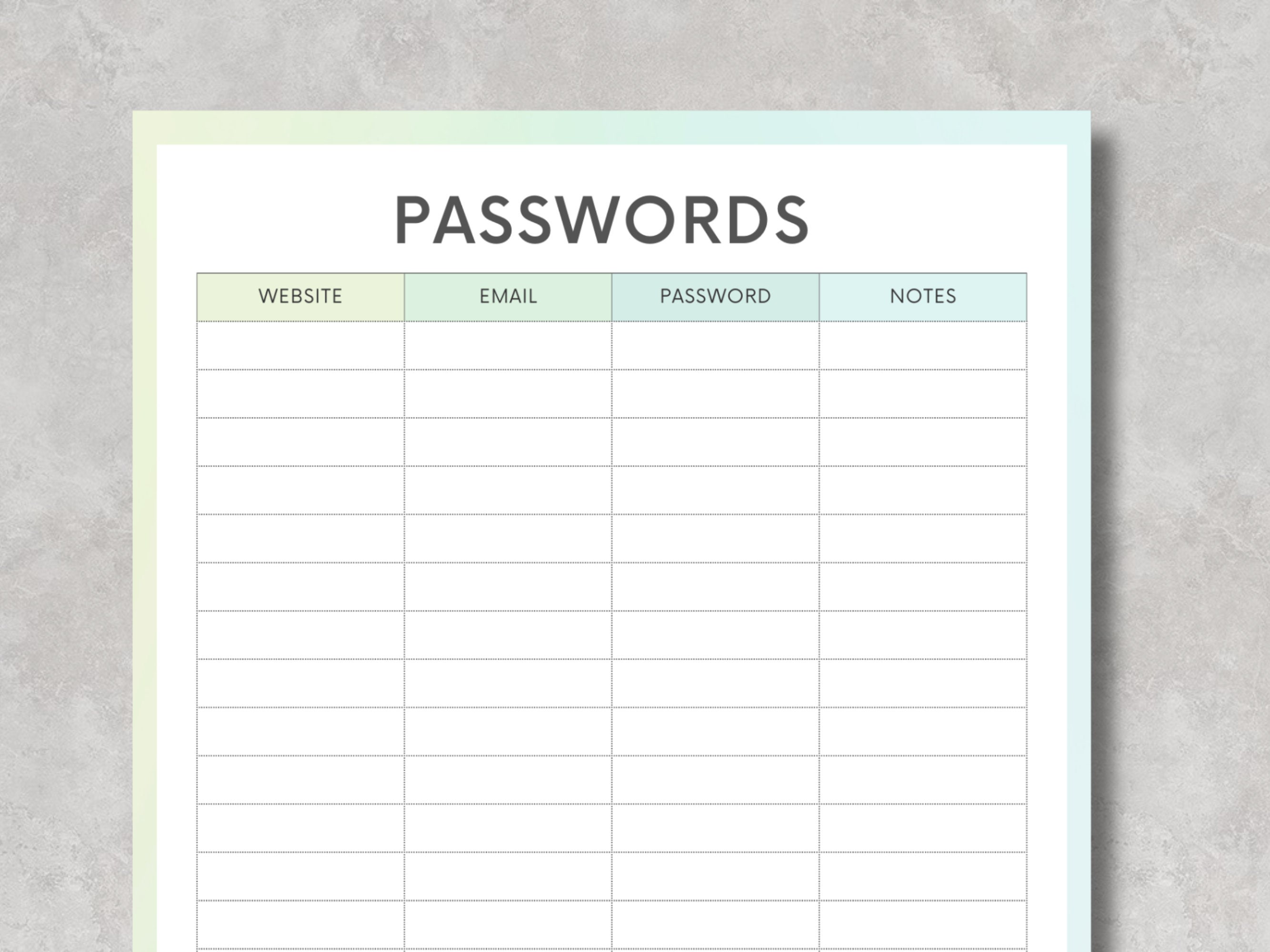 A4 Minimalist Password Book, Printable Password Tracker Template ...