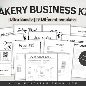BAKERY BRANDING KIT, Cake Business Bundle, Bakery Business Forms Bundle, Small Business Templates, Baking Invoice, Cake Order Form