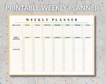 Weekly Hourly Planner EDITABLE Weekly Schedule, Daily Planner, Undated Planner, 2023 Weekly Organizer, To Do List printable, Adhd
