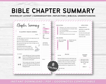 Bible Chapter Summary Printable Template | Bible study guide template | Digital Verse mapping notes