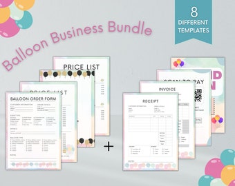 BALLOON BUSINESS BUNDLE, Balloon Order Form, Balloon Artist Contract Template, Balloon Business Cards, Balloon Garland Price Sheet Canva
