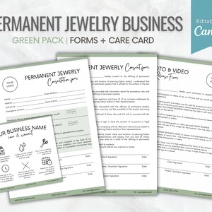 Permanent Jewelry Business Bundle, Editable Permanent Jewelry Consent Forms, Permanent Jewelry Warranty Care Card, Permanent Jewelry Tools