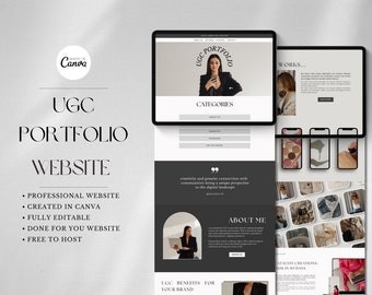 UGC Portfolio Template Canva, UGC Website Template, UGC Media Kit, Content Creator Kit, Minimalist ugc portfolio, Neutral ugc starter kit