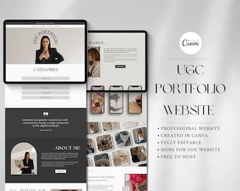 UGC Portfolio Template Canva, UGC Website Template, UGC Media Kit, Content Creator Kit, Minimalist ugc portfolio, Elegant ugc starter kit