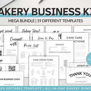 BAKERY BRANDING KIT, Cake Business Bundle, Bakery Business Forms Bundle, Small Business Templates, Baking Invoice, Cake Order Form