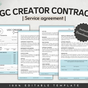 UGC Creator Contract Template, UGC Template, Professional UGC Contract, User Generated Content, Influencer Contract Form, Canva Template