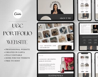 UGC Portfolio Template Canva, UGC Website Template, UGC Media Kit, Content Creator Kit, Minimalist ugc portfolio, Elegant ugc starter kit