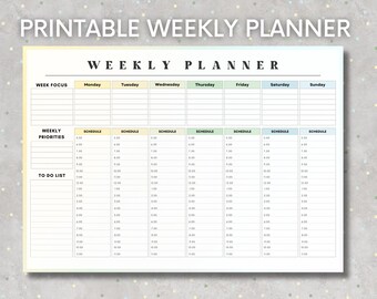 Weekly Hourly Planner EDITABLE Weekly Schedule, Daily Planner, Undated Planner, 2023 Weekly Organizer, To Do List printable, Adhd