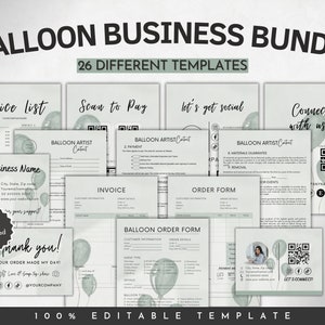 BALLOON BUSINESS BUNDLE, Balloon Artist Contract, Balloon Order Form Template, Balloon Business Cards, Balloon Price List, Balloon Invoice