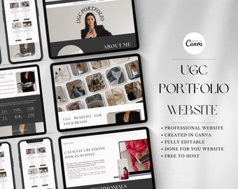 UGC Portfolio Template Canva, UGC Website Template, UGC Media Kit, Content Creator Kit, Minimalist ugc portfolio, Neutral ugc starter kit