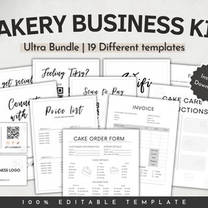 BAKERY BRANDING KIT, Cake Business Bundle, Bakery Business Forms Bundle, Small Business Templates, Baking Invoice, Cake Order Form