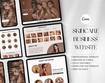 Skincare Canva Website Template, Canva Template, Canva Editable Template, Aesthetic Website Template | Esthetician | Medspa | Beauty | Botox