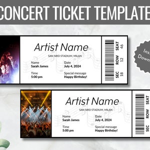 Editable Concert Ticket Template, DIY Event Ticket, Custom Concert Ticket Gift, Surprise Printable Concert Tickets Gift Idea, Canva Template