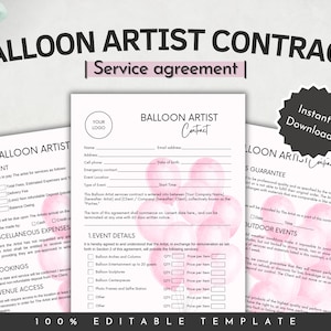 BALLOON ARTIST CONTRACT Template, Balloon Business Bundle, Balloon Business Templates Canva, Balloon Order Form, Balloon Menu, Balloon Flyer