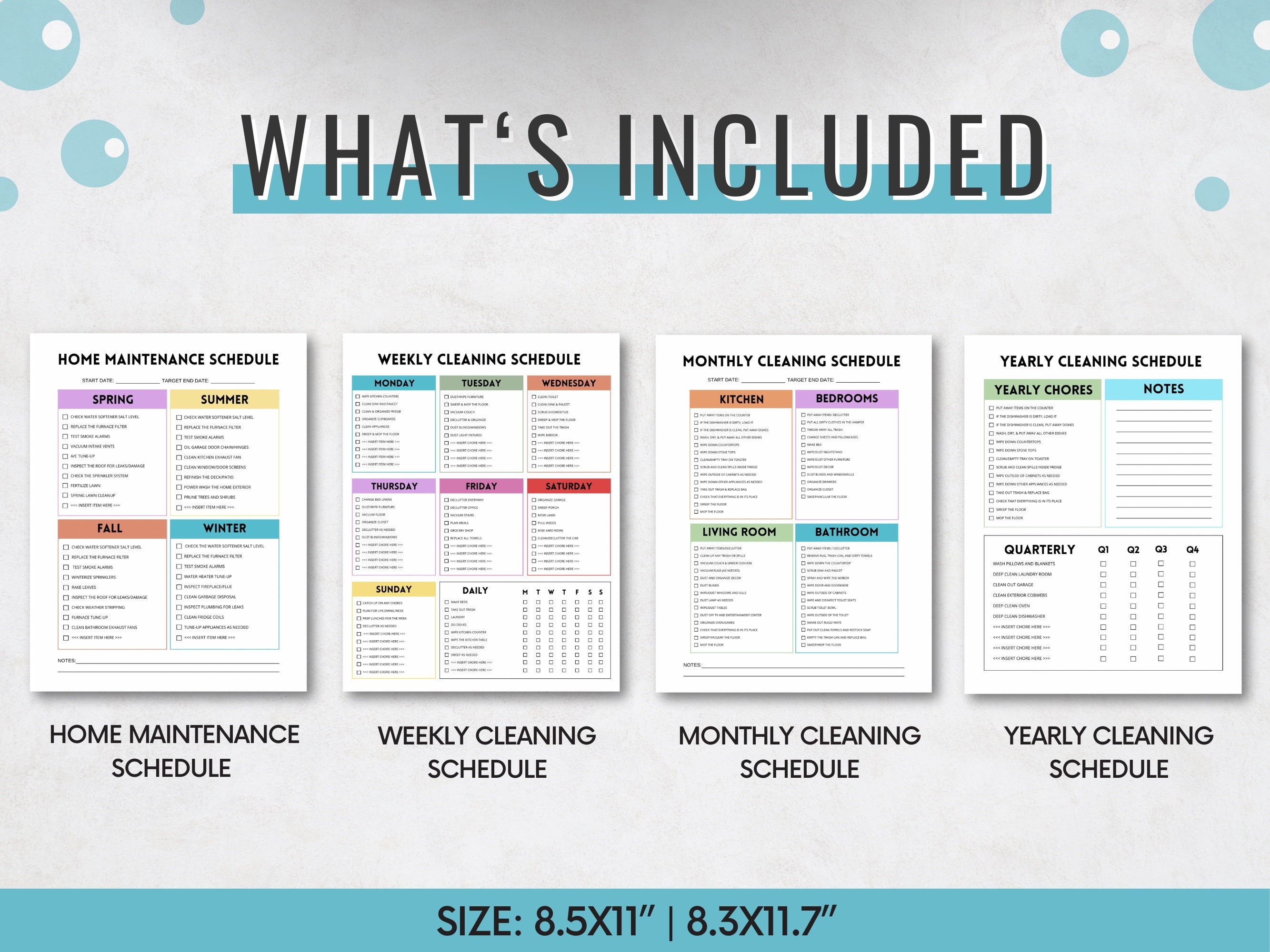 Editable Cleaning Schedule Bundle, Adult Chore Chart, ADHD Cleaning ...