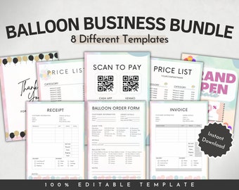 BALLOON BUSINESS BUNDLE, Balloon Order Form, Balloon Artist Contract Template, Balloon Business Cards, Balloon Menu, Balloon Business Flyer