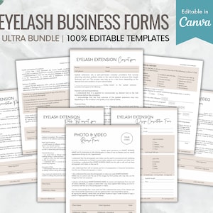 Eyelash Extension Forms, Editable Lash Consent Forms, Lash Tech Consultation, Lash Forms, Esthetician Forms, Eyelash Waiver, Canva Templates