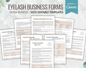 Eyelash Extension Forms, Editable Lash Consent Forms, Lash Tech Consultation, Lash Forms, Esthetician Forms, Eyelash Waiver, Canva Templates
