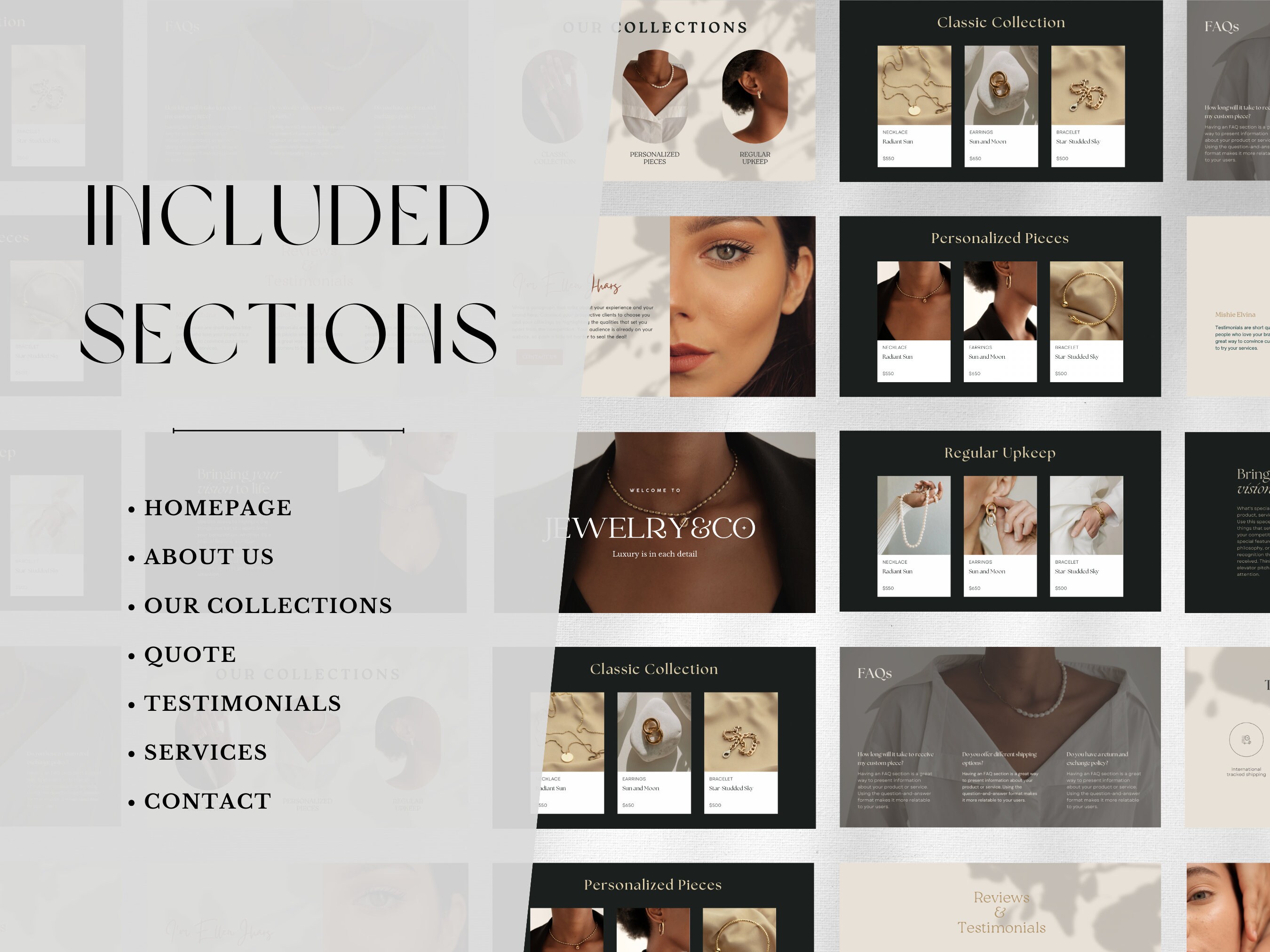 Jewelry Website Design Template, Canva Website Design, Canva Website