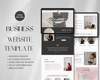 Minimal Canva Website Template, Beige Aesthetic Business Website for Entrepreneurs, Coaches, Course Creators, VAs, One Page Website