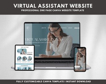 Virtual Assistant Canva Website Template | One Page Website | VA Website | Online Business Manager Website | Done for You Website