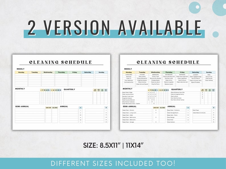 Editable Cleaning Schedule Printable Weekly Monthly Yearly Cleaning ...