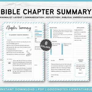 Bible Chapter Summary Printable Template | Bible study guide template | Digital Verse mapping notes