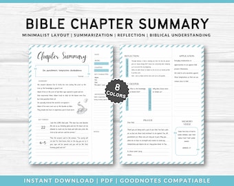 Bible Chapter Summary Printable Template | Bible study guide template | Digital Verse mapping notes
