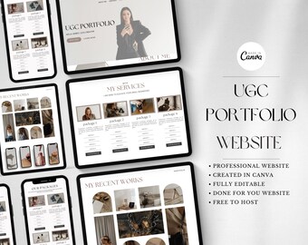 UGC Portfolio Template Canva, UGC Website Template, UGC Media Kit, Content Creator Kit, Minimalist ugc portfolio, Elegant ugc starter kit