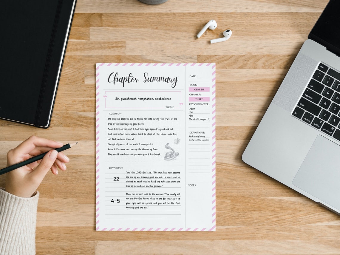 Bible Chapter Summary Printable Template Bible Study Guide Template