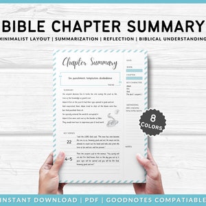 Bible Chapter Summary Printable Template | Bible study guide template | Digital Verse mapping notes