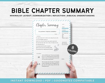 Bible Chapter Summary Printable Template | Bible study guide template | Digital Verse mapping notes