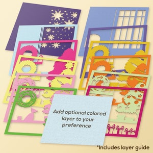 3D Christmas Layered Paper Art SVG Xmas Fireplace Shadow Box Template ...