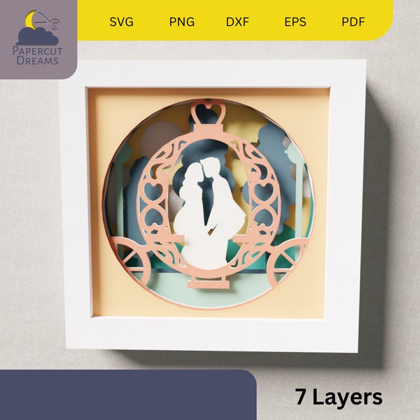 Enchanting Carriage Love Scene | 3D Layered Paper Art | Fairy Tale SVG | DIY Romantic Shadow Box Template | Digital Paper Cutting Design Enchanting Carriage Love Scene | 3D Layered Paper Art | Fairy Tale SVG | DIY Romantic Shadow Box Template | Digital Paper Cutting Design