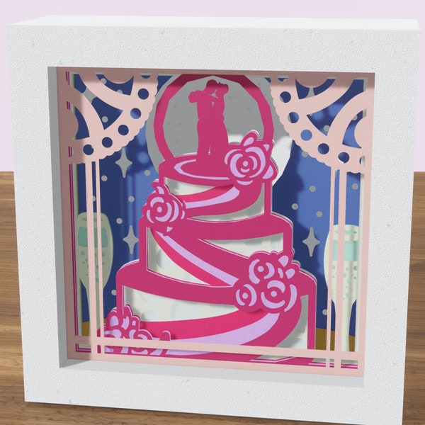 3D Layered Paper Wedding Art Template |DIY Wedding Paper Shadowbox | Wedding Paper Shadow Box SVG | Wedding Paper Cutting Template Shadowbox