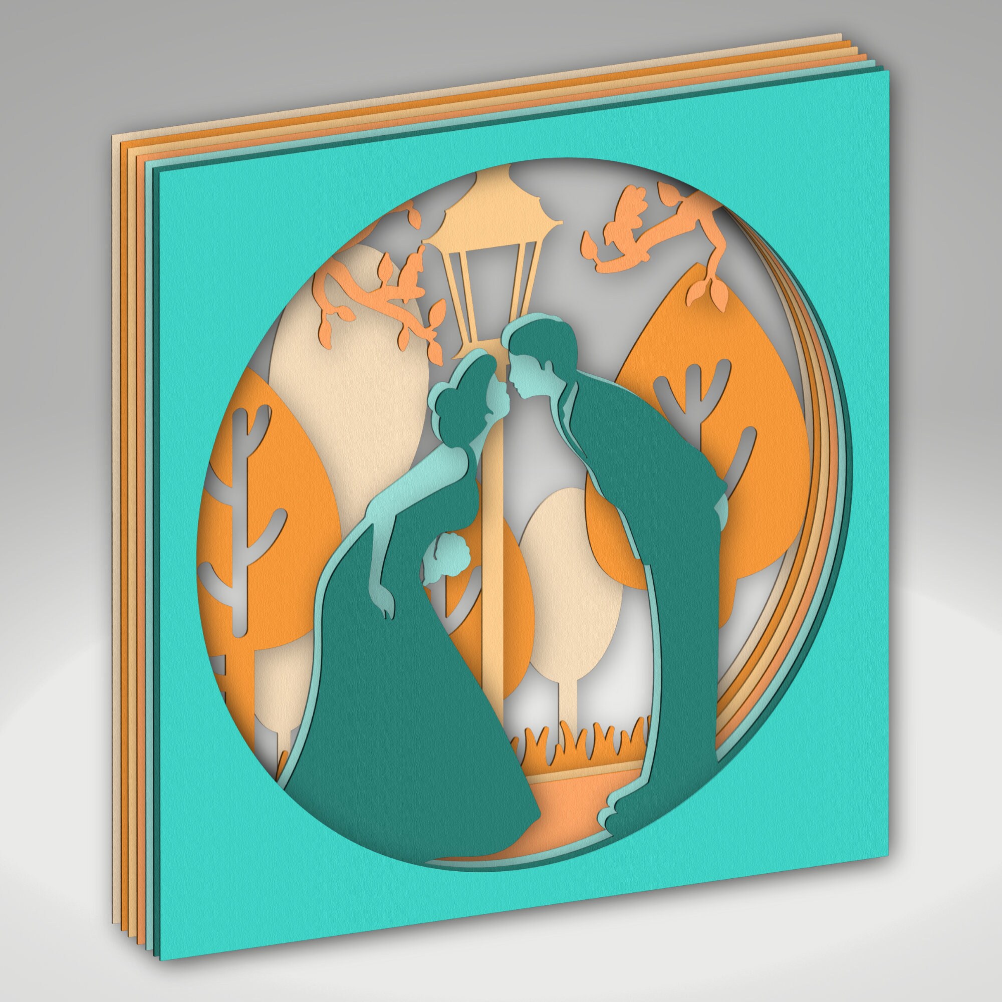 Layered Paper Art Wedding Template DIY 3D Paper Shadow Box Etsy