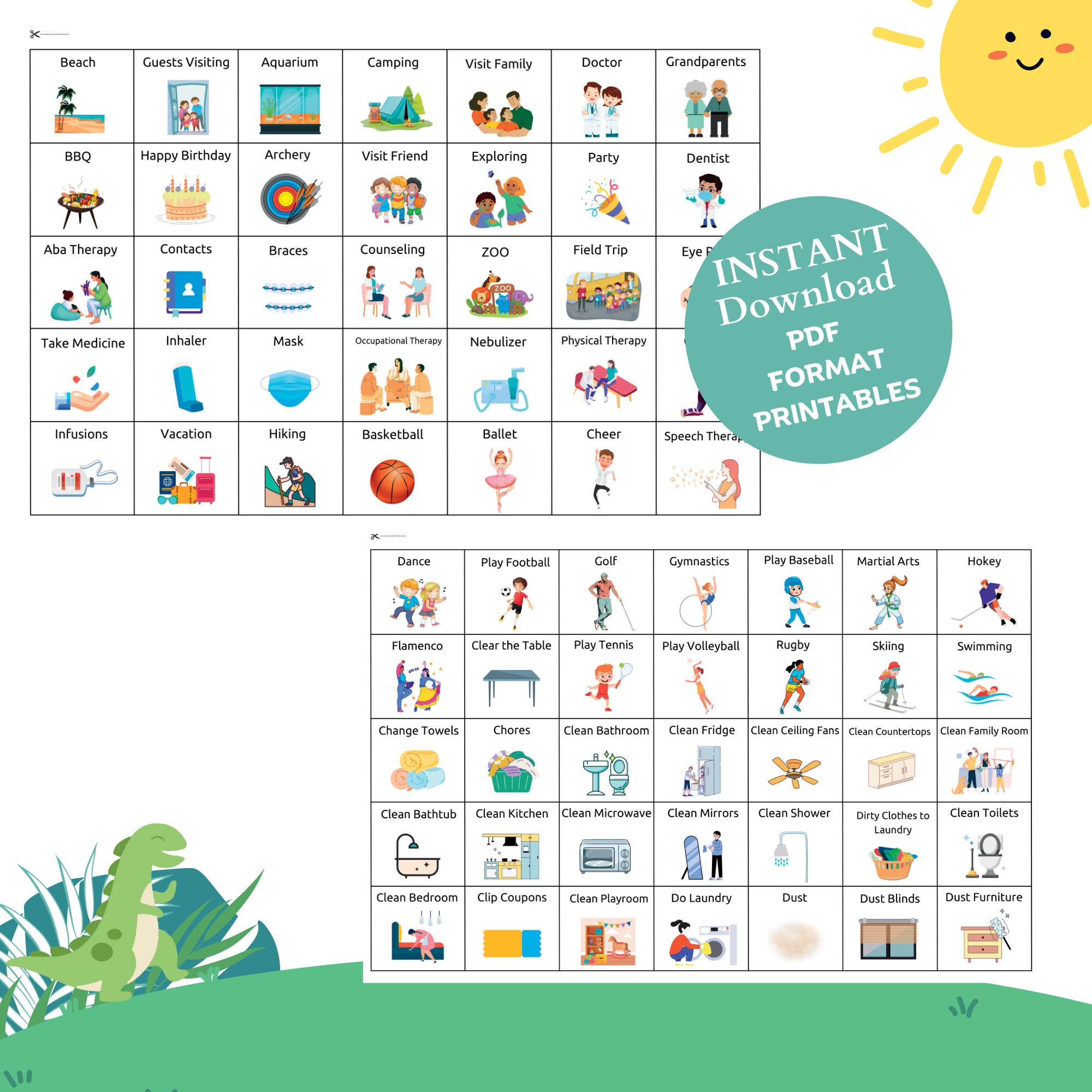 Weekly Kids Calendar, Printable Visual Schedule, Perpetual Calendar ...