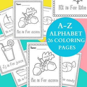 Printable Alphabet Coloring Pages Worksheets for Kids: Preschool Kindergarten Homeschool PDF Printable Alphabet Coloring Page Worksheets