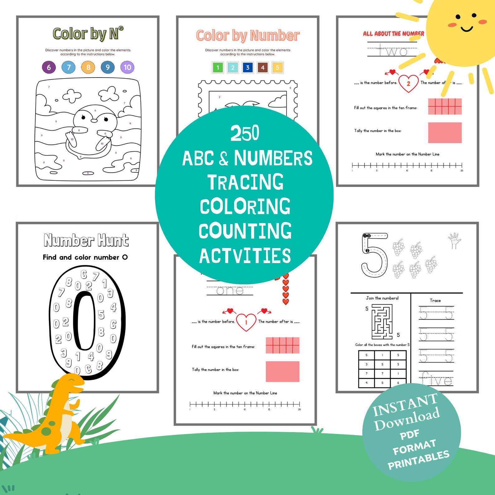 Preschool Kindergarten Multiple Activities Tracing Numbers Tracing Abc ...